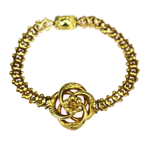 Gold biedermeier knot bracelet