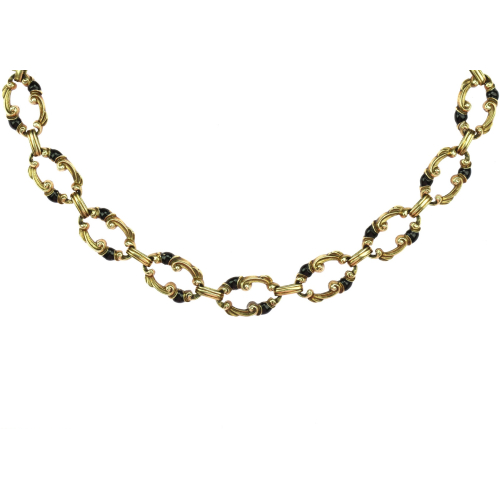 Gold chain with enamel