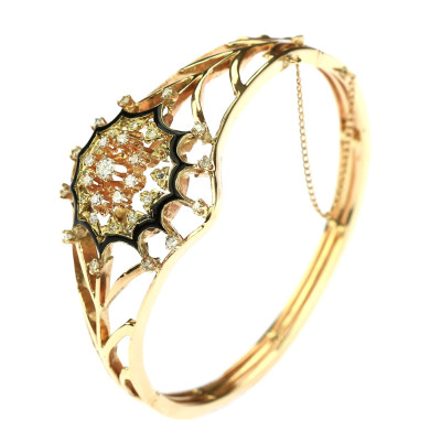 Gold bracelet with diamonds and enamel