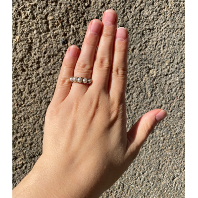 PRODÁNO - Viktoriánský prsten s perlami a diamantovými routami