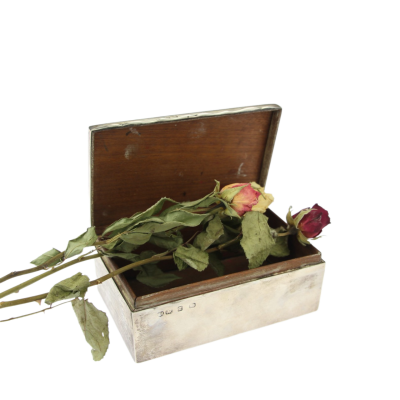 Stříbrná krabička s rytinou - Anglie