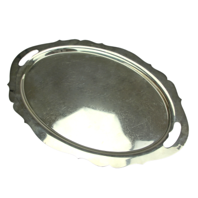 A large silver tray