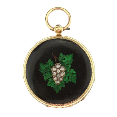 Gold pocket watch with enamels and diamonds - Mermod Freres
