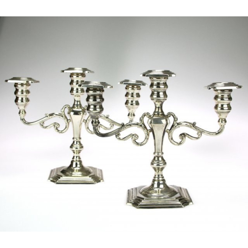 Pair of silver 3 arm candle...