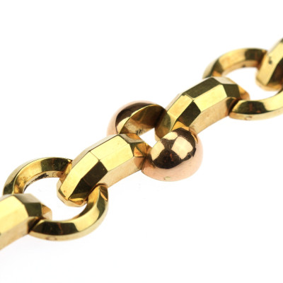 Zlatý art deco náramek s kruhovými články - 19 cm