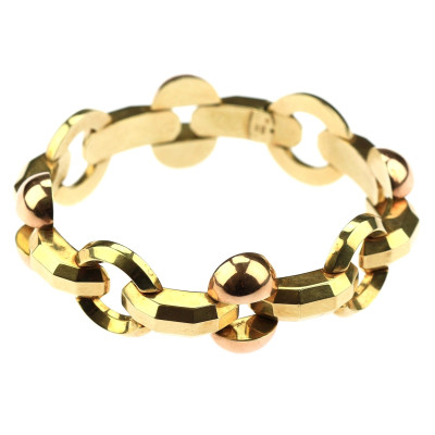 Round link art deco gold bracelet - 19 cm