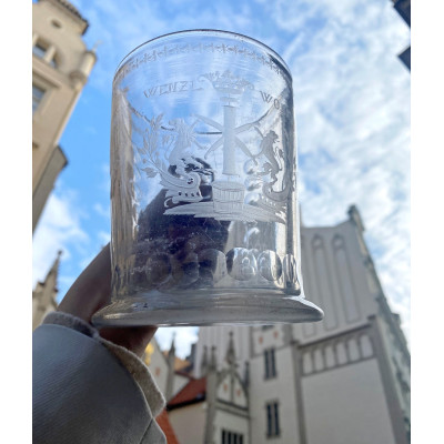 Engraved glass tankard - 2nd half of the 18th century