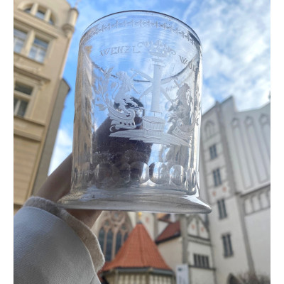 Engraved glass tankard - 2nd half of the 18th century