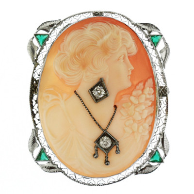 PRODÁNO - Zlatá kamej "habille" - brož / přívěs