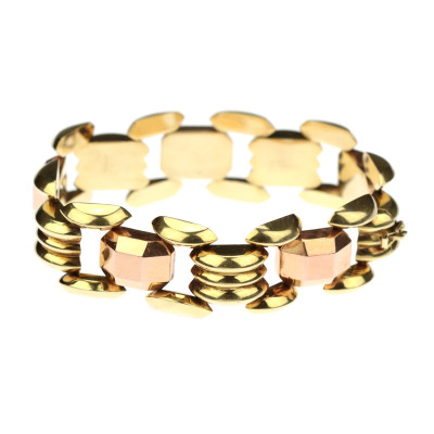Gold art deco bracelet with cubist elements
