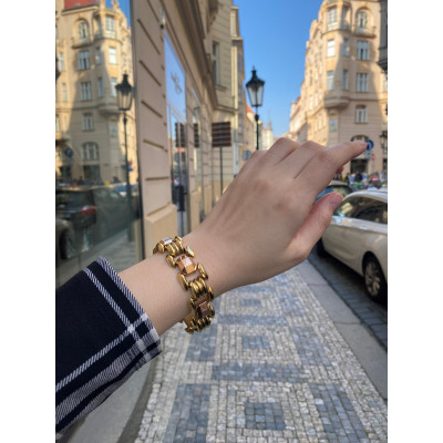 Zlatý art deco náramek s kubizujícími prvky - 19 cm