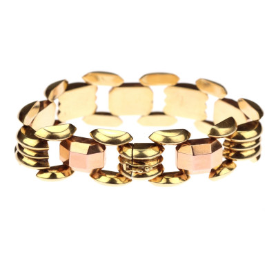 Zlatý art deco náramek s kubizujícími prvky - 19 cm