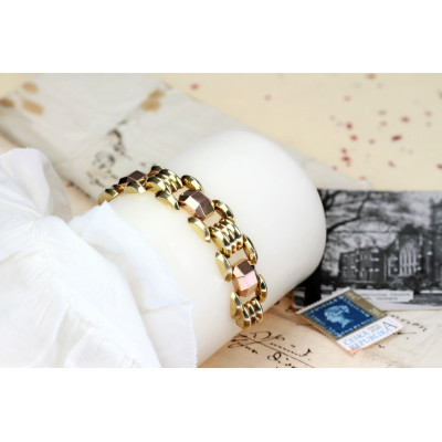 Zlatý art deco náramek s kubizujícími prvky - 19 cm