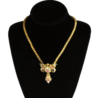 PRODÁNO - Zlatý náhrdelník/brož se smalty - druhé rokoko