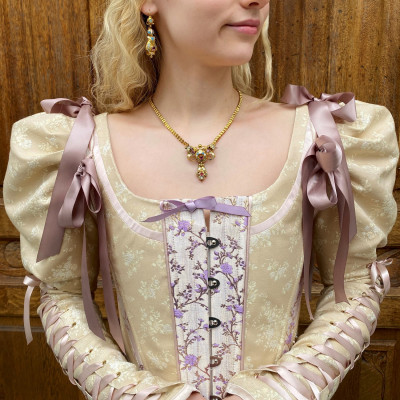 PRODÁNO - Zlatý náhrdelník/brož se smalty - druhé rokoko