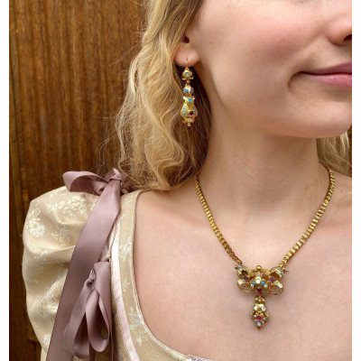 PRODÁNO - Zlatý náhrdelník/brož se smalty - druhé rokoko