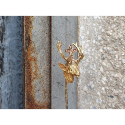 PRODÁNO - Zlatá jehlice s routami - jelen sv. Huberta