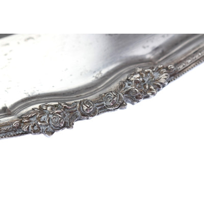 Silver tray with roses
