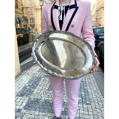 Silver tray with roses