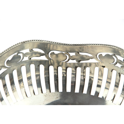 Silver bowl with perforated ribbing and floral decoration