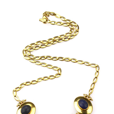 Zlatý náhrdelník s lapisem lazuli - 42 cm