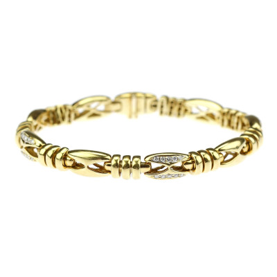 Masivní zlatý náramek s diamanty - 18 cm