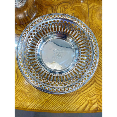 Perforovaná stříbrná miska s monogramem - Gorham