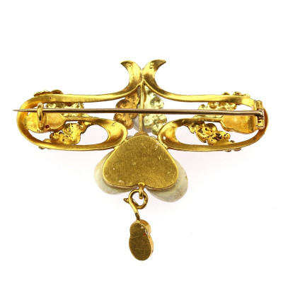 Zlatá brož s grandlemi a chryzoprasy