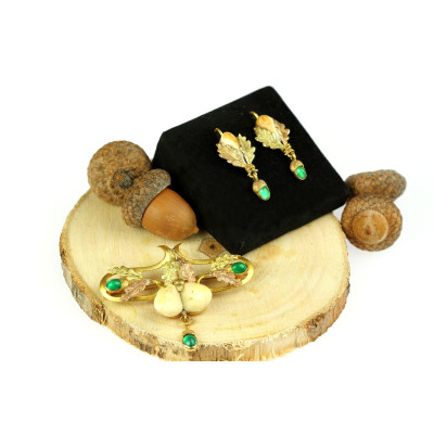 Zlatá brož s grandlemi a chryzoprasy