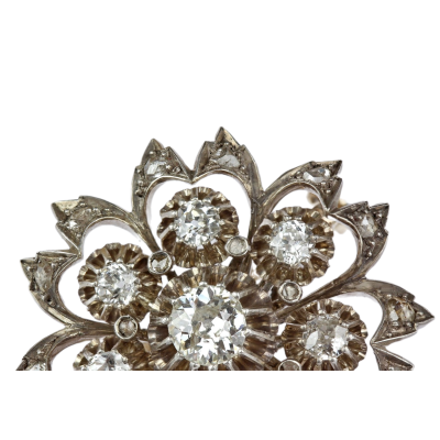 Květinová diamantová brož - konec 19. století
