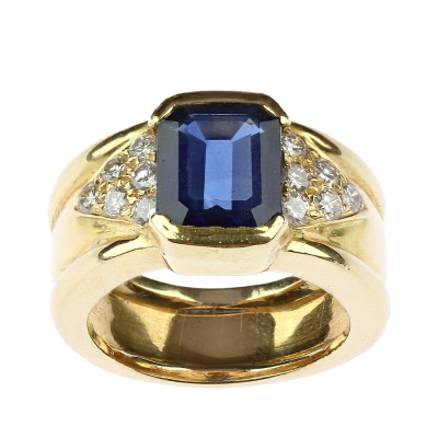Ring with sapphire 3,40 ct and diamonds