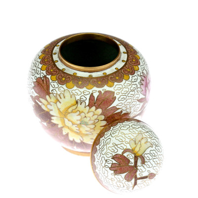 Brass container with cloisonne enamel