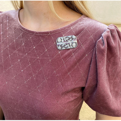 Art deco platinum brooch with diamonds and rubies