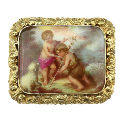 Porcelánová brož - 1. polovina 19. století