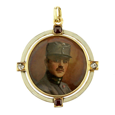 Gold pendant with miniature - Austria-Hungary