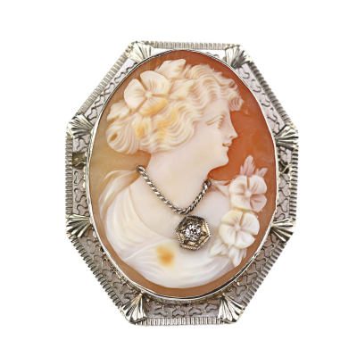 Gold brooch/pendant cameo habille