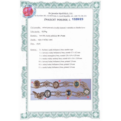 Náramek s drahými kameny - konec 19. století