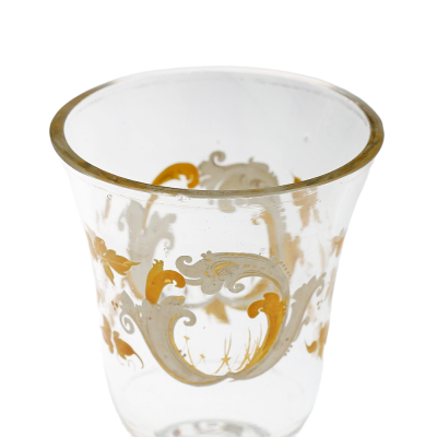 Malovaná číška na nožce - kolem roku 1850