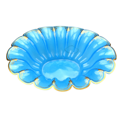 PRODÁNO - Druhorokoková servírovací souprava z modrého skla