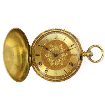 Tříplášťové zlaté kapesní hodinky s emaily