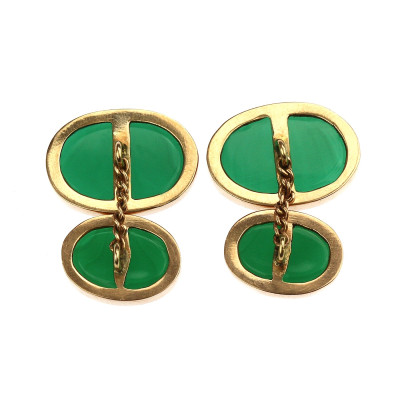Zlaté manžetové knoflíčky s chryzoprasy