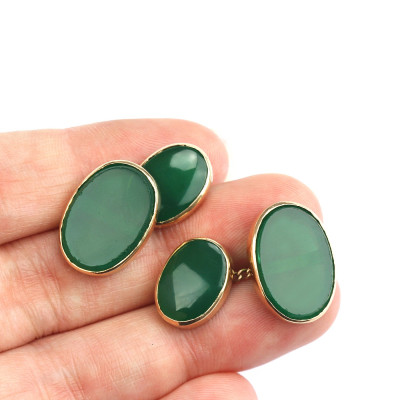 Zlaté manžetové knoflíčky s chryzoprasy