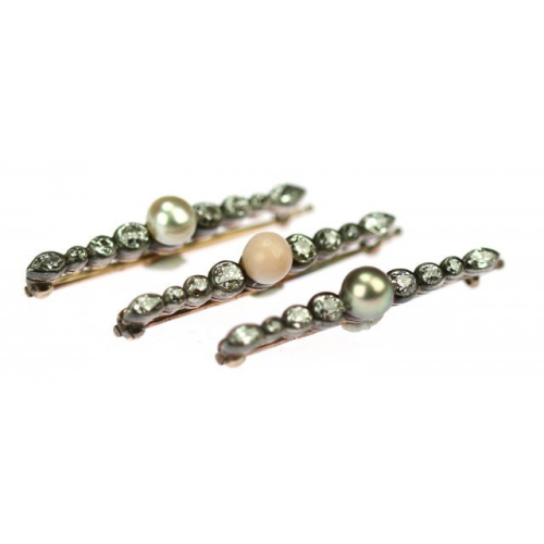 SOLD - Set of diamond brooches  - Carl Fabergé