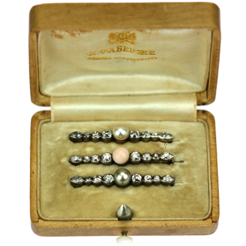 Prodáno - Diamantové brože v původní etuji - Carl Fabergé