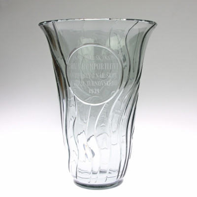 Massive glass vase with dedication - year 1939