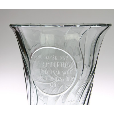 Massive glass vase with dedication - year 1939