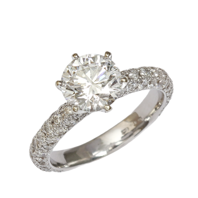 Zlatý prsten s diamantem 1,51 ct - barva D, čistota IF