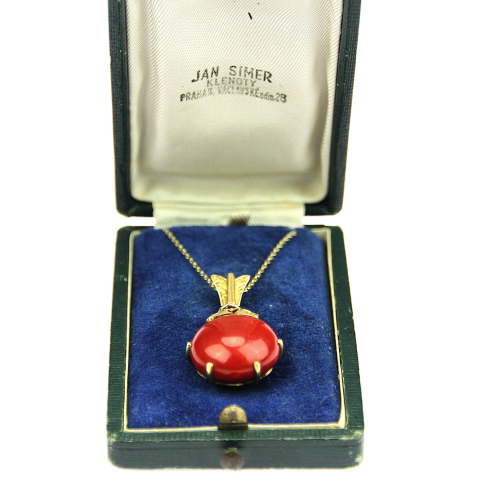 SOLD - Gold sea coral pendant with a chain