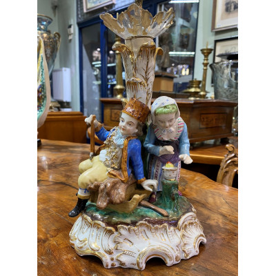 Figural porcelain candlestick