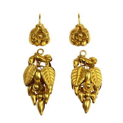 PRODÁNO - Zlaté biedermeier náušnice